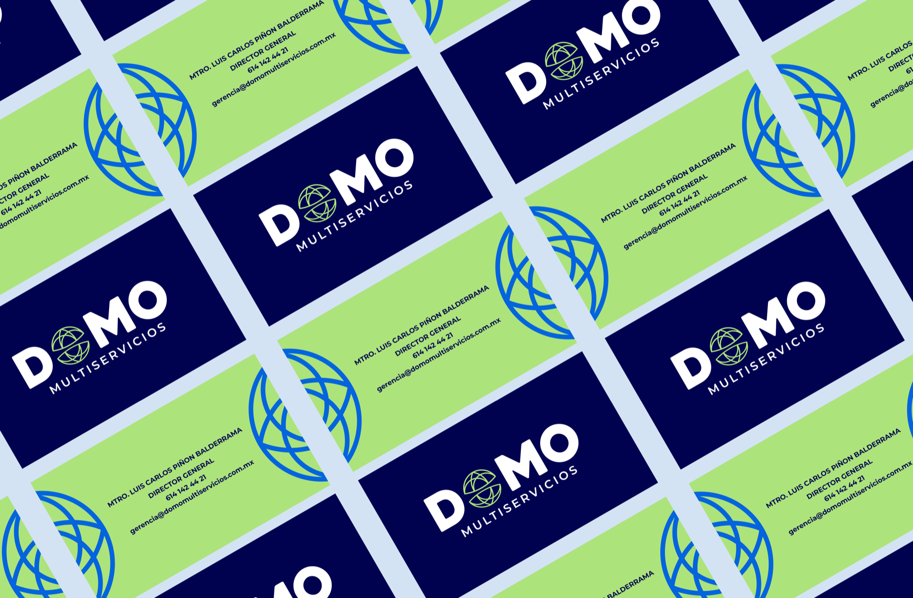 Aplicación de marca Domo en tarjetas